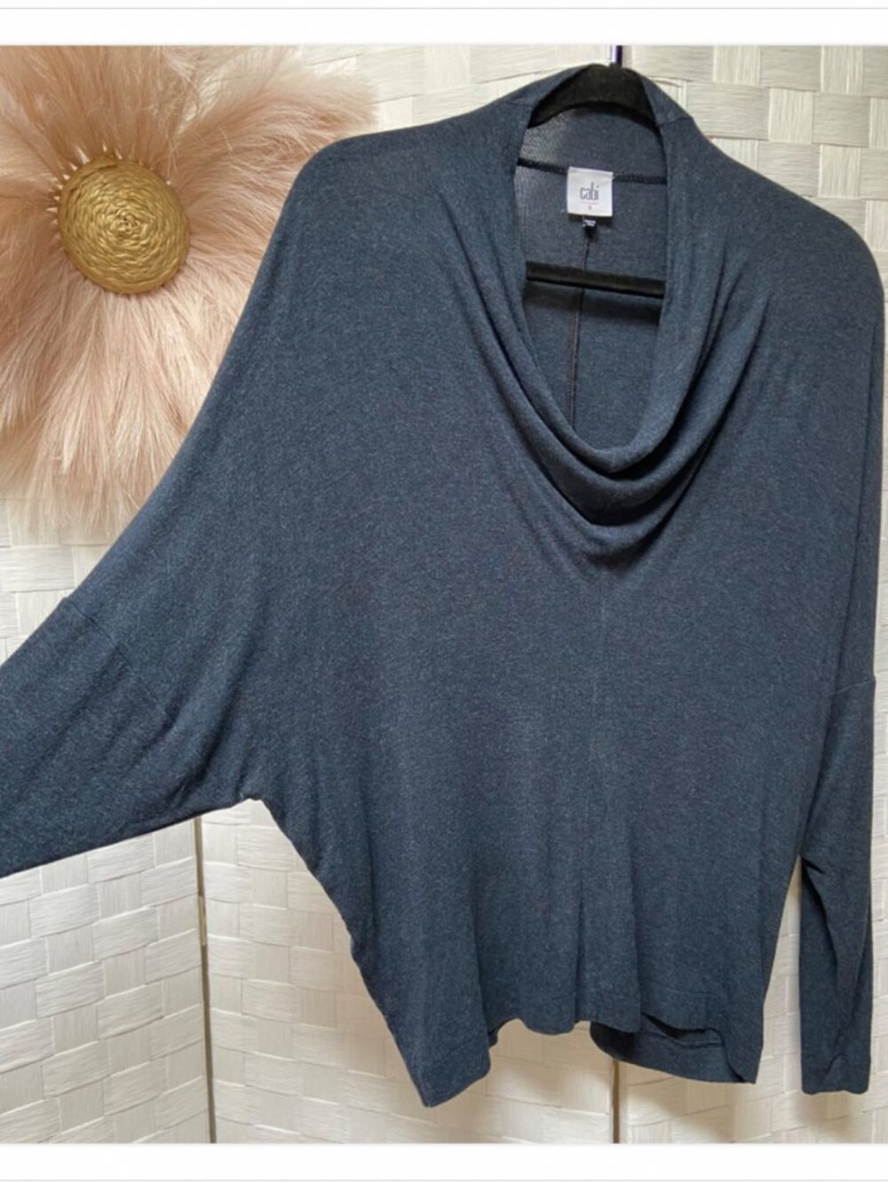 CAbi Dolman Sleeve Blue Relaxed Fit Cowl Neck Top Size S / P